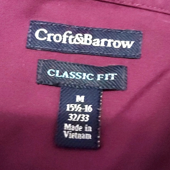 Croft & Barrow Classic Fit Plum Long Sleeve Button Down Shirt Office Event M - Picture 9 of 10